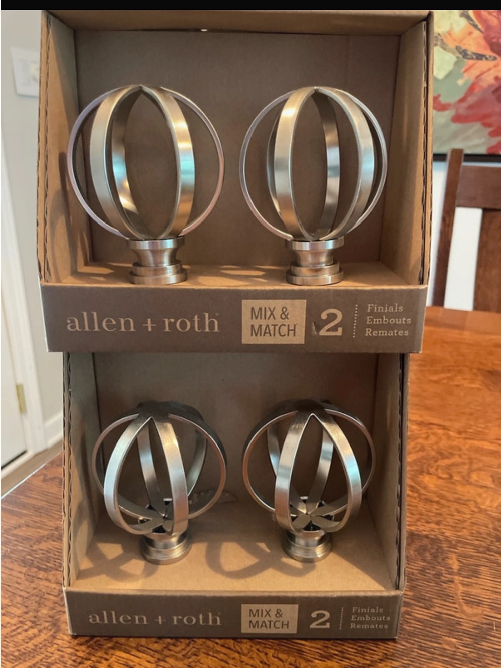 allen + roth brushed nickel curtain rod finials 0634456